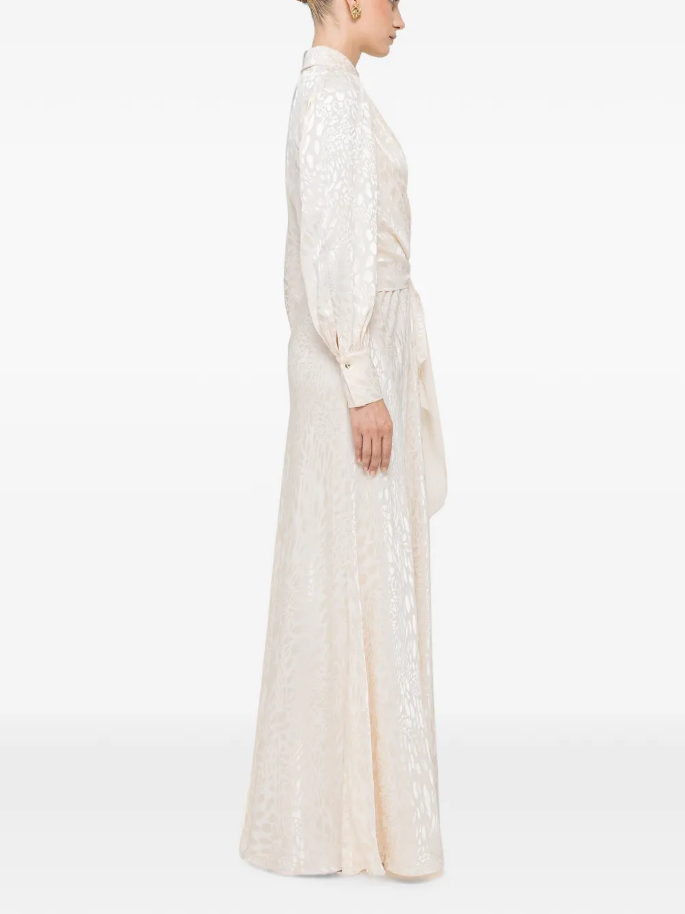 NISSA midi-jurk van viscoseblend met luipaardprint Beige