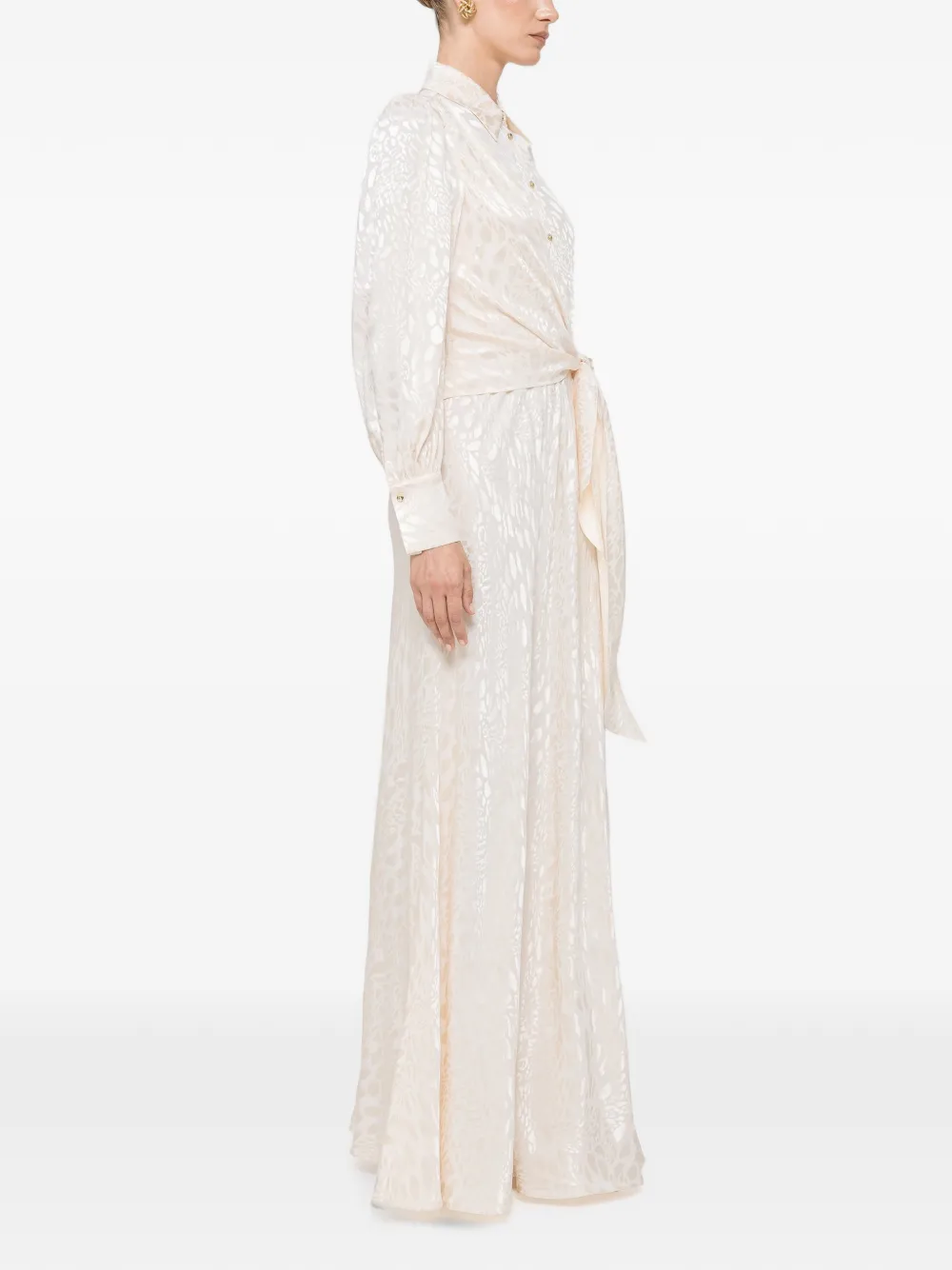 NISSA midi-jurk van viscoseblend met luipaardprint Beige