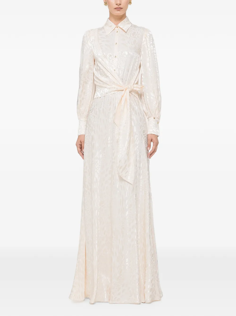 NISSA midi-jurk van viscoseblend met luipaardprint Beige