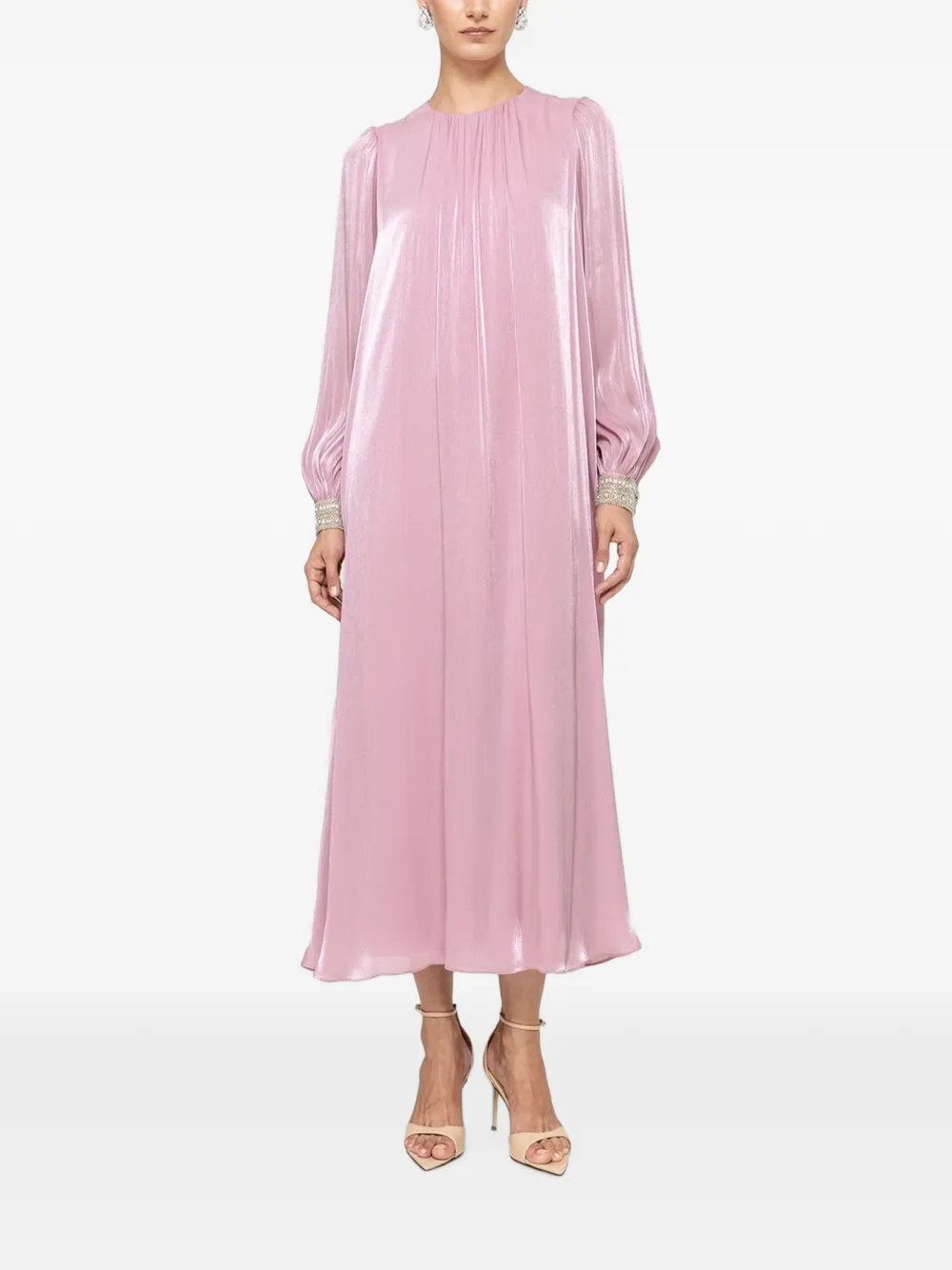 NISSA crystal-detail chiffon midi dress - Rosa