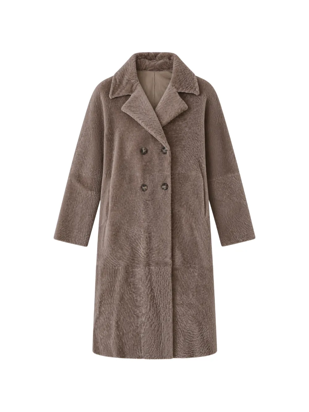 Aspesi Double-breasted Shearling Coat In Brown