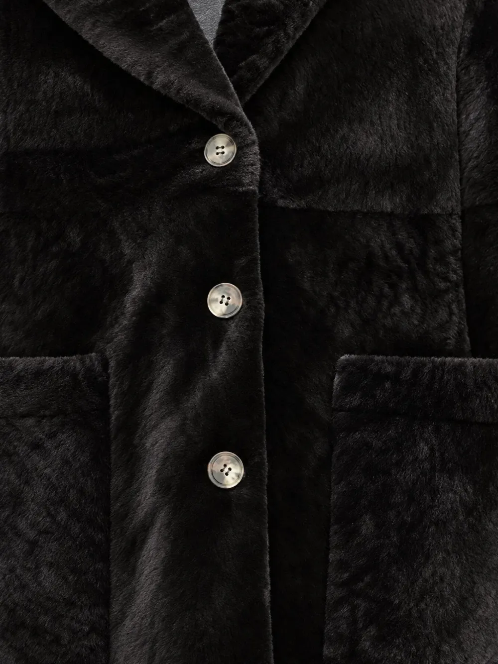 ASPESI button-up shearling coat Zwart