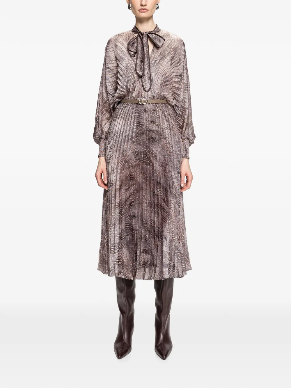 NISSA pleated chiffon midi dress - Grigio