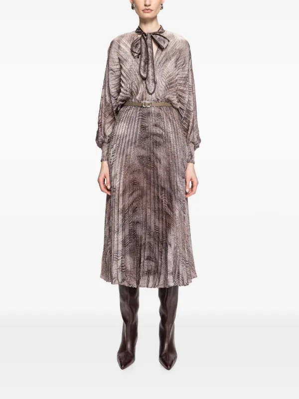 Pleated chiffon midi dress