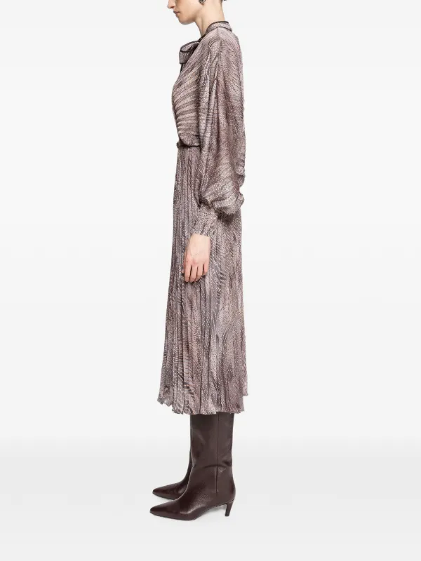 grey chiffon midi dress Pleated size-16w