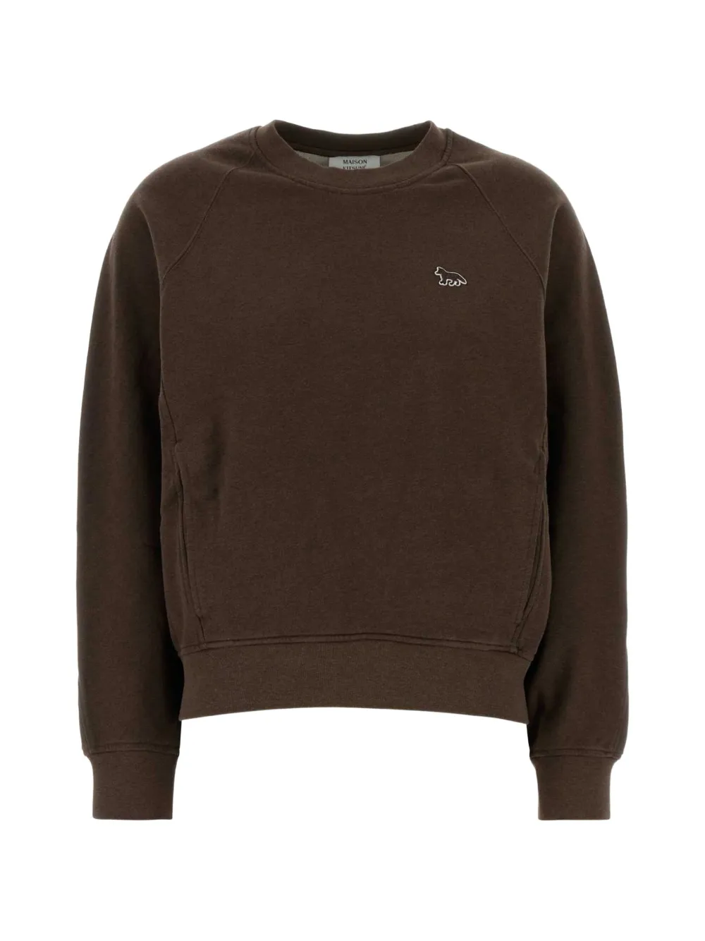 Maison Kitsuné logo-embroidered long-sleeve sweatshirt - Marrone