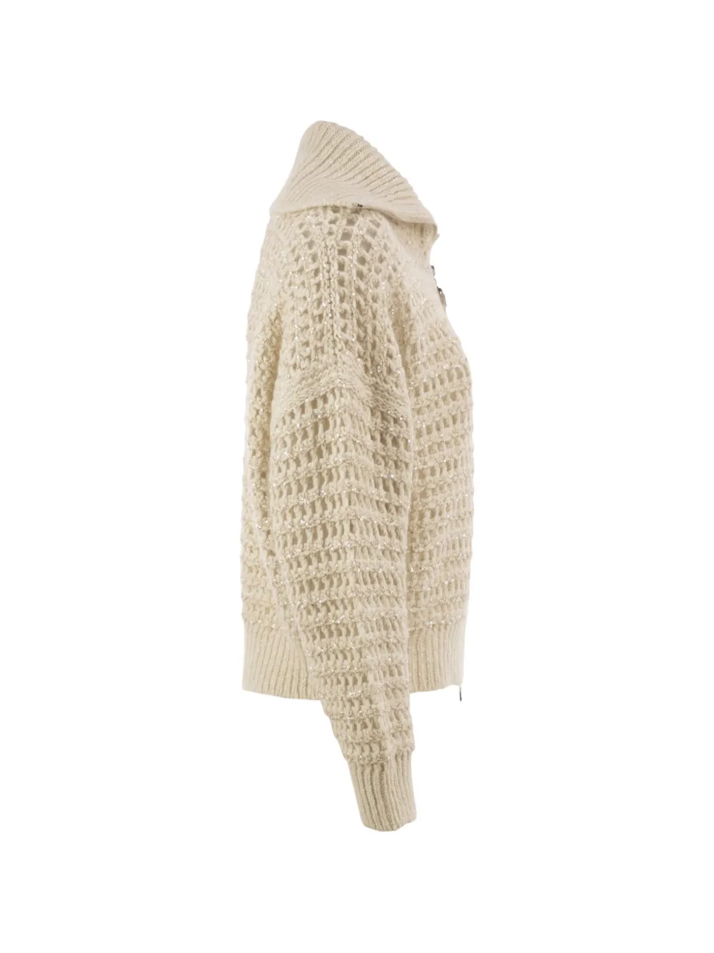 Brunello Cucinelli Opengewerkt vest verfraaid met pailletten Beige
