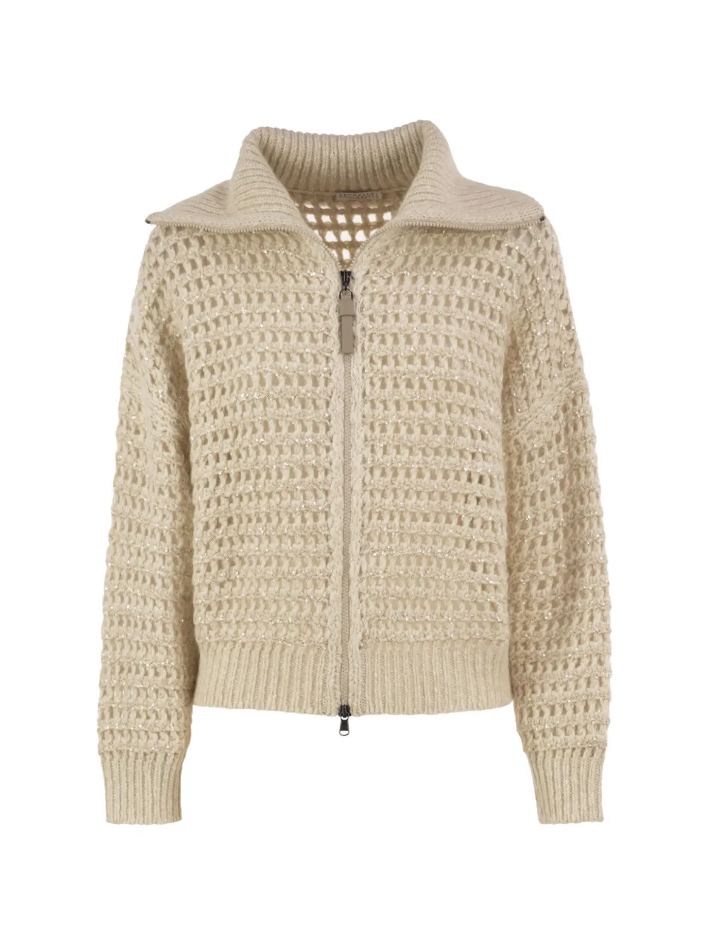 Brunello Cucinelli sequin-embellished openwork cardigan - Toni neutri