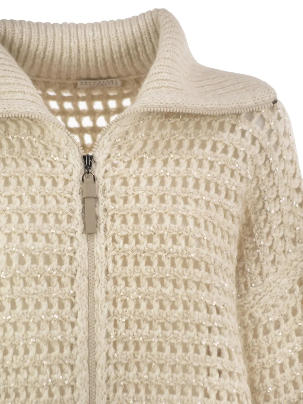 Brunello Cucinelli Opengewerkt vest verfraaid met pailletten Beige