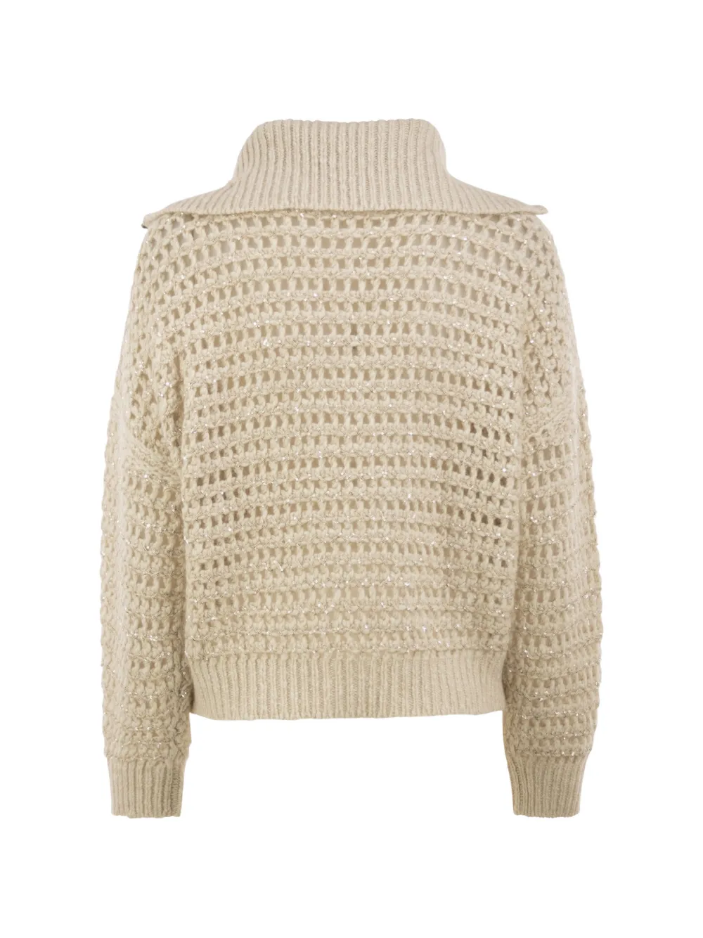 Brunello Cucinelli Opengewerkt vest verfraaid met pailletten Beige
