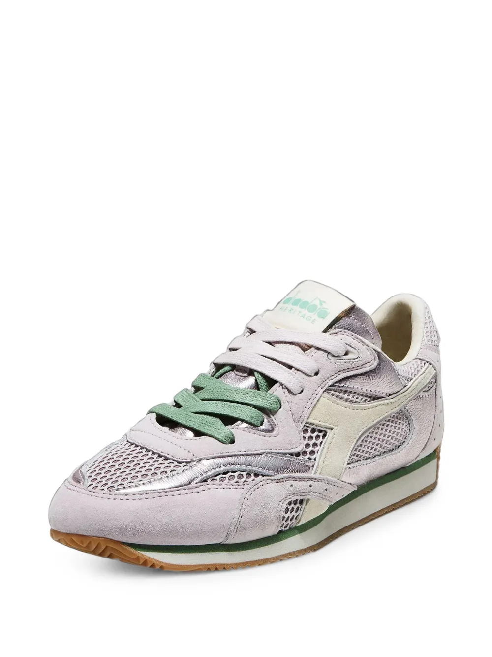Diadora Equipe metallic-effect mesh-panel sneakers Grijs