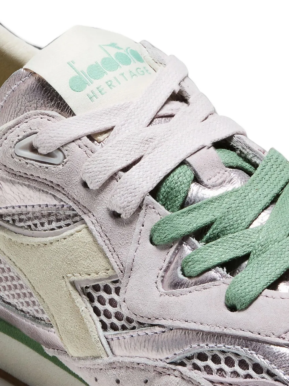 Diadora Equipe metallic-effect mesh-panel sneakers Grijs