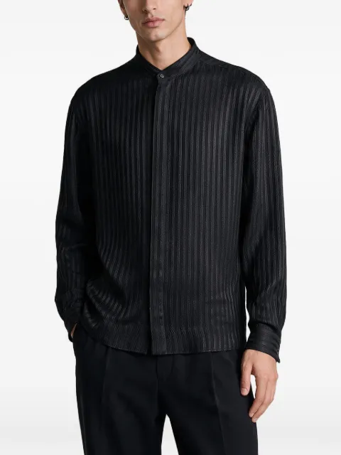 Giorgio Armani stripe-patterned band-collar shirt