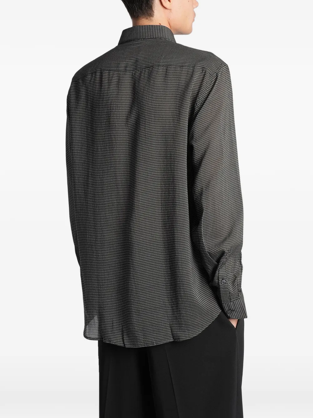Emporio Armani Overhemd met micro patroon en lange mouwen Zwart