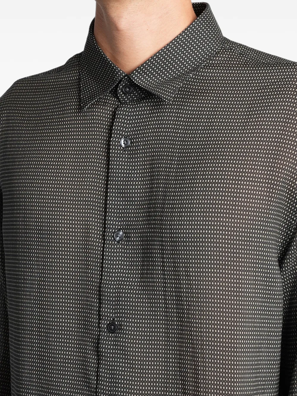 Emporio Armani Overhemd met micro patroon en lange mouwen Zwart
