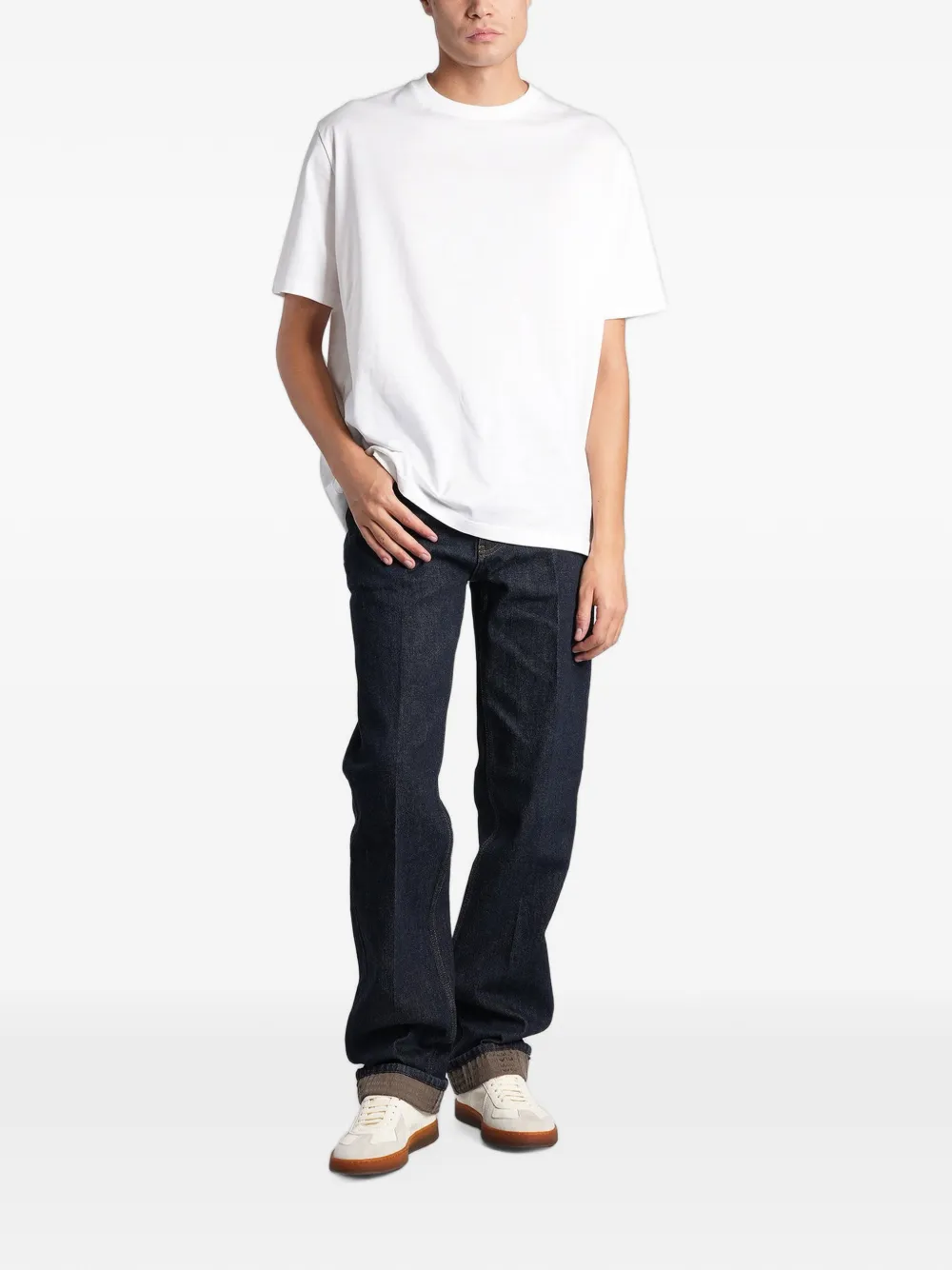 Emporio Armani Straight jeans met logoplakkaat Blauw
