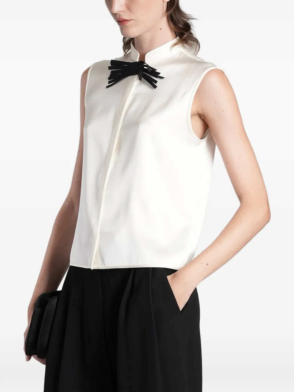 Giorgio Armani Mouwloze blouse met strikdetail Wit