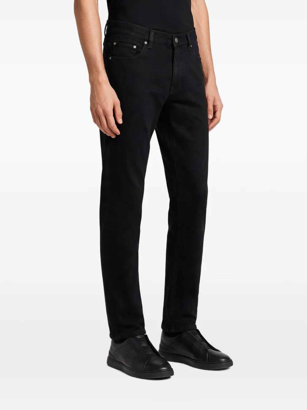 Zegna Jeans met logopatch Zwart