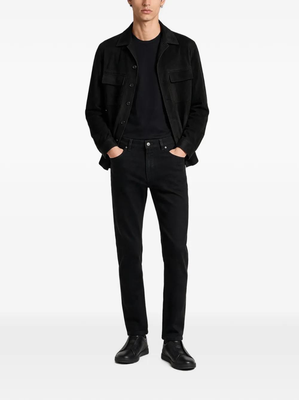 Zegna Jeans met logopatch Zwart