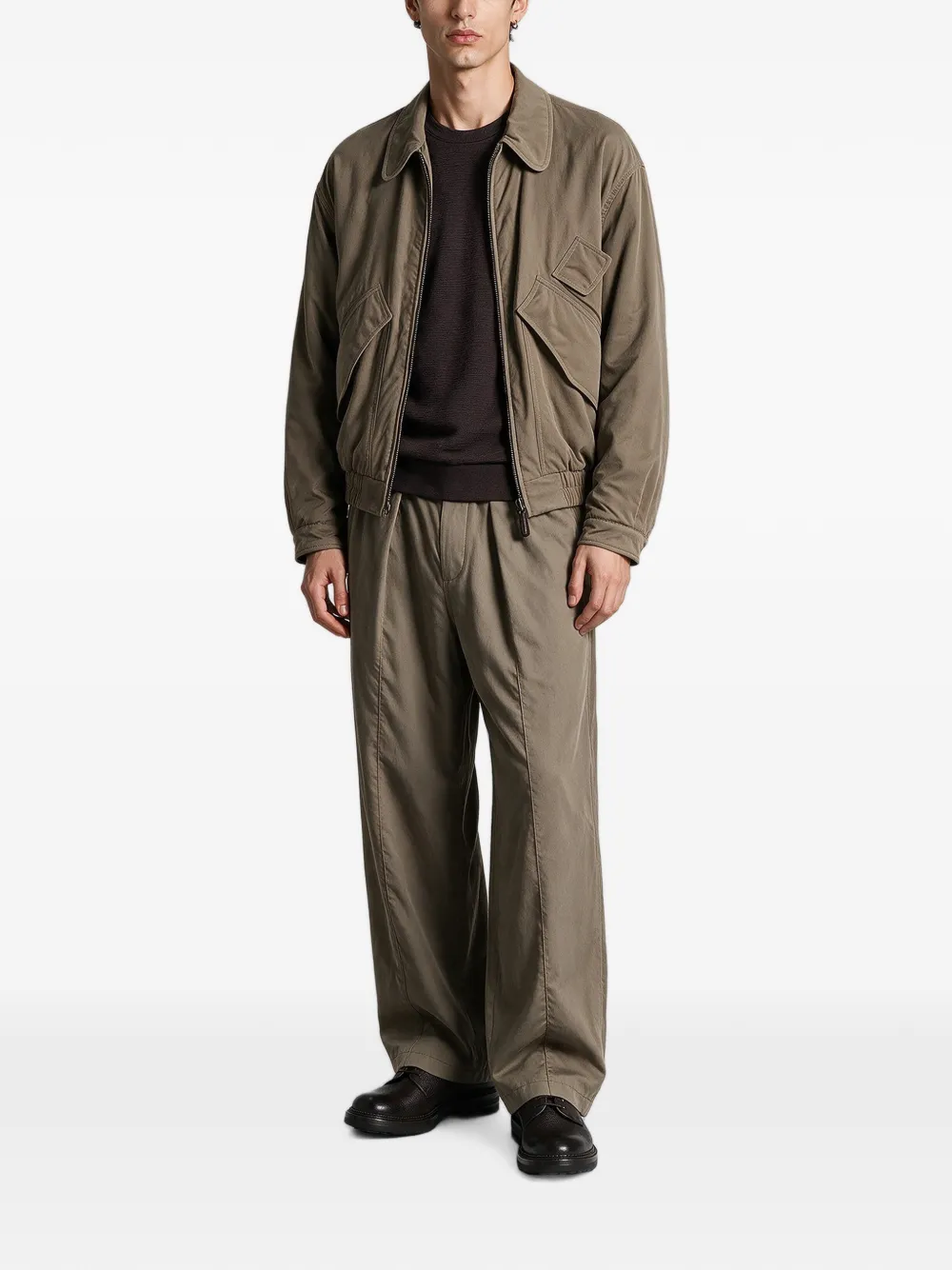 Giorgio Armani Plooibroek met wijde pijpen Bruin