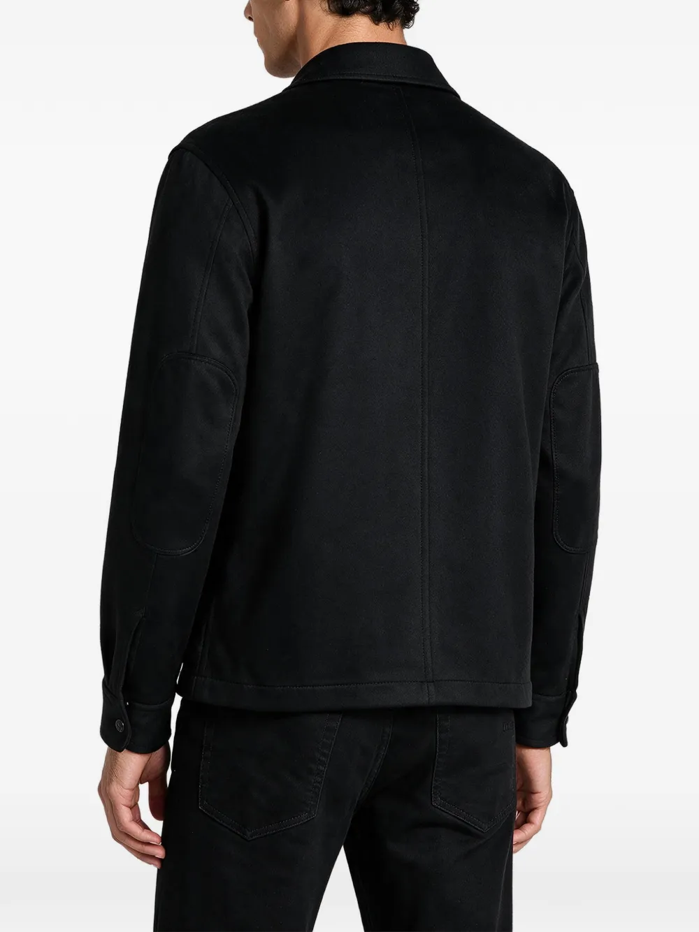 Zegna Suède jack met elleboogpatch Zwart