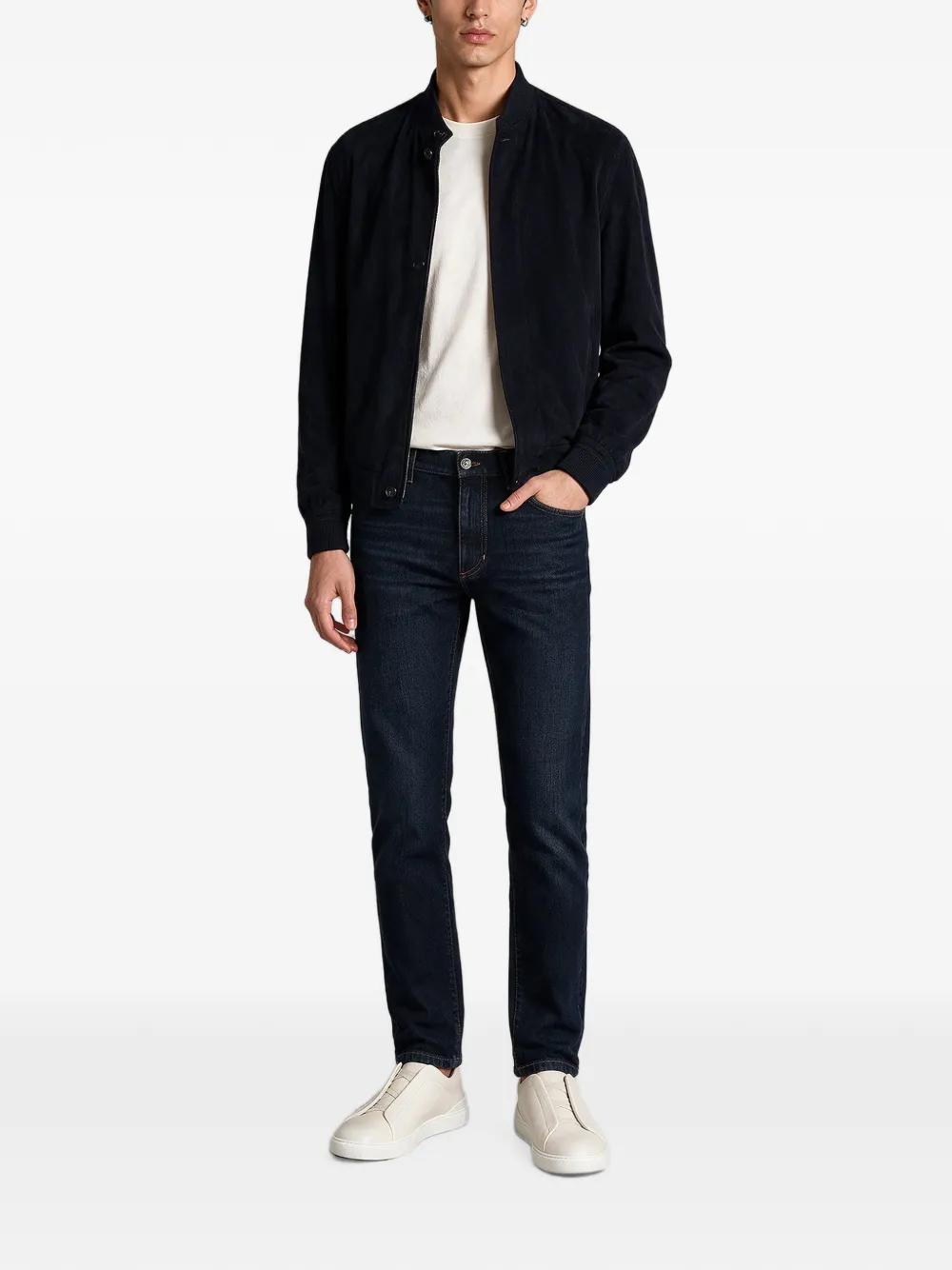 Zegna Bomberjack met Oasi kasjmier-elementen Blauw