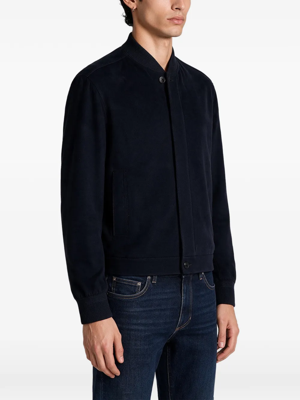 Zegna Bomberjack met Oasi kasjmier-elementen Blauw