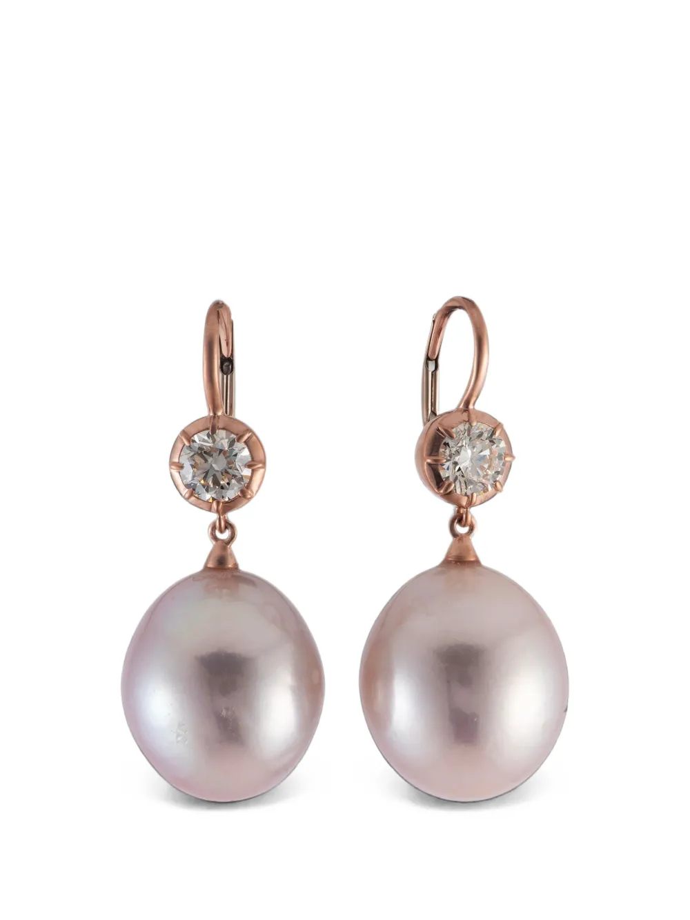 Sylva & Cie freshwater pearl and diamond earrings - Rosa