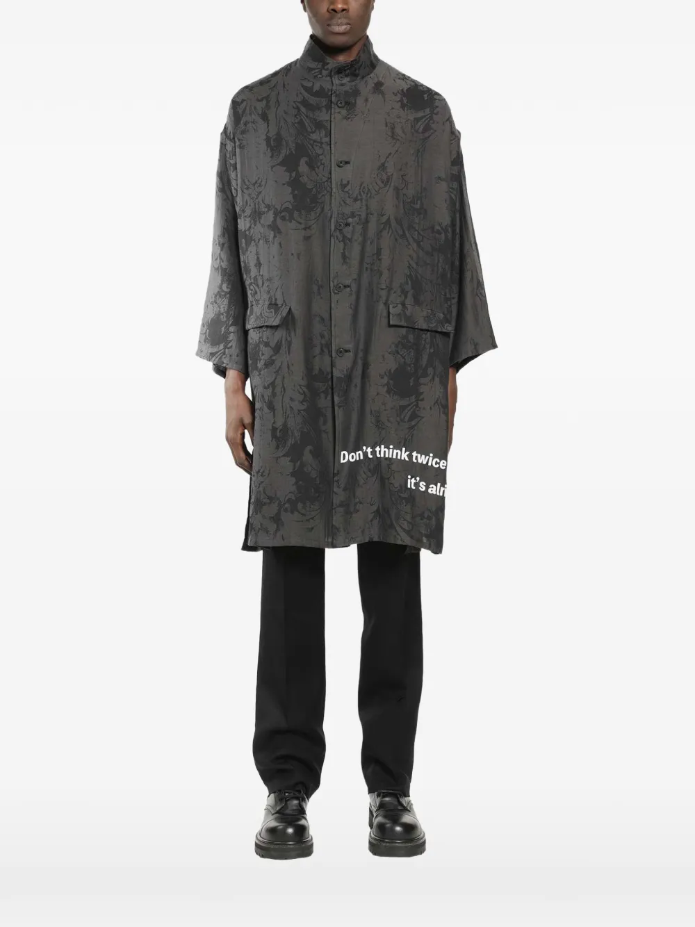Yohji Yamamoto Mantel mit Jacquard-Print - Grau