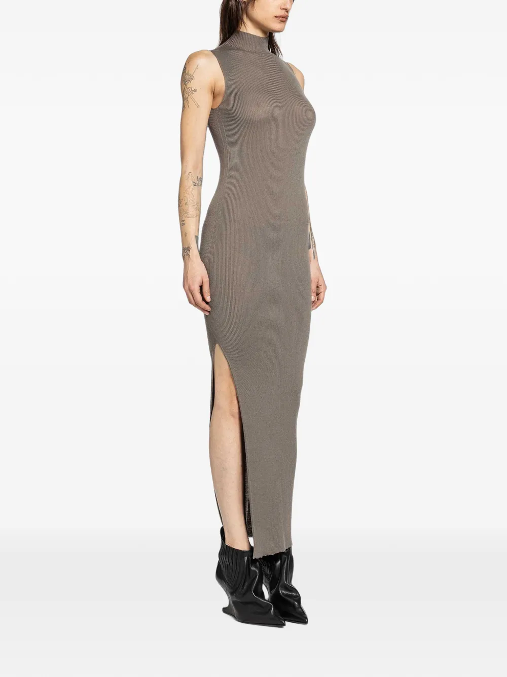 Rick Owens Temple geribbelde wollen maxi-jurk Bruin