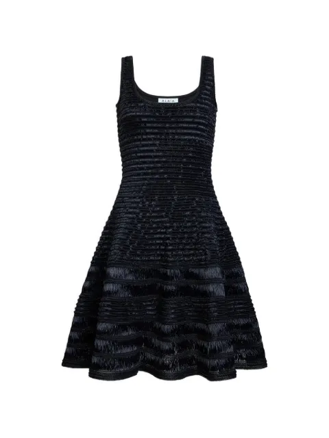 Alaïa vestido corto acampanado con efecto de rafia