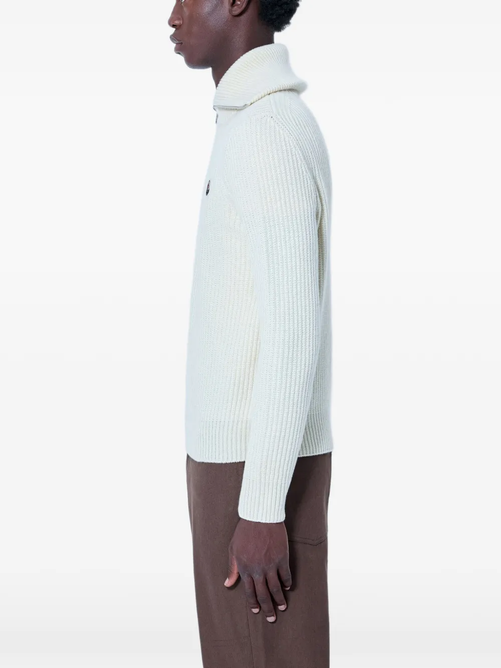Moncler Geribbelde trui met halve rits Wit