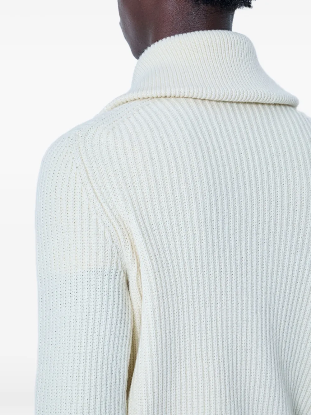 Moncler Geribbelde trui met halve rits Wit