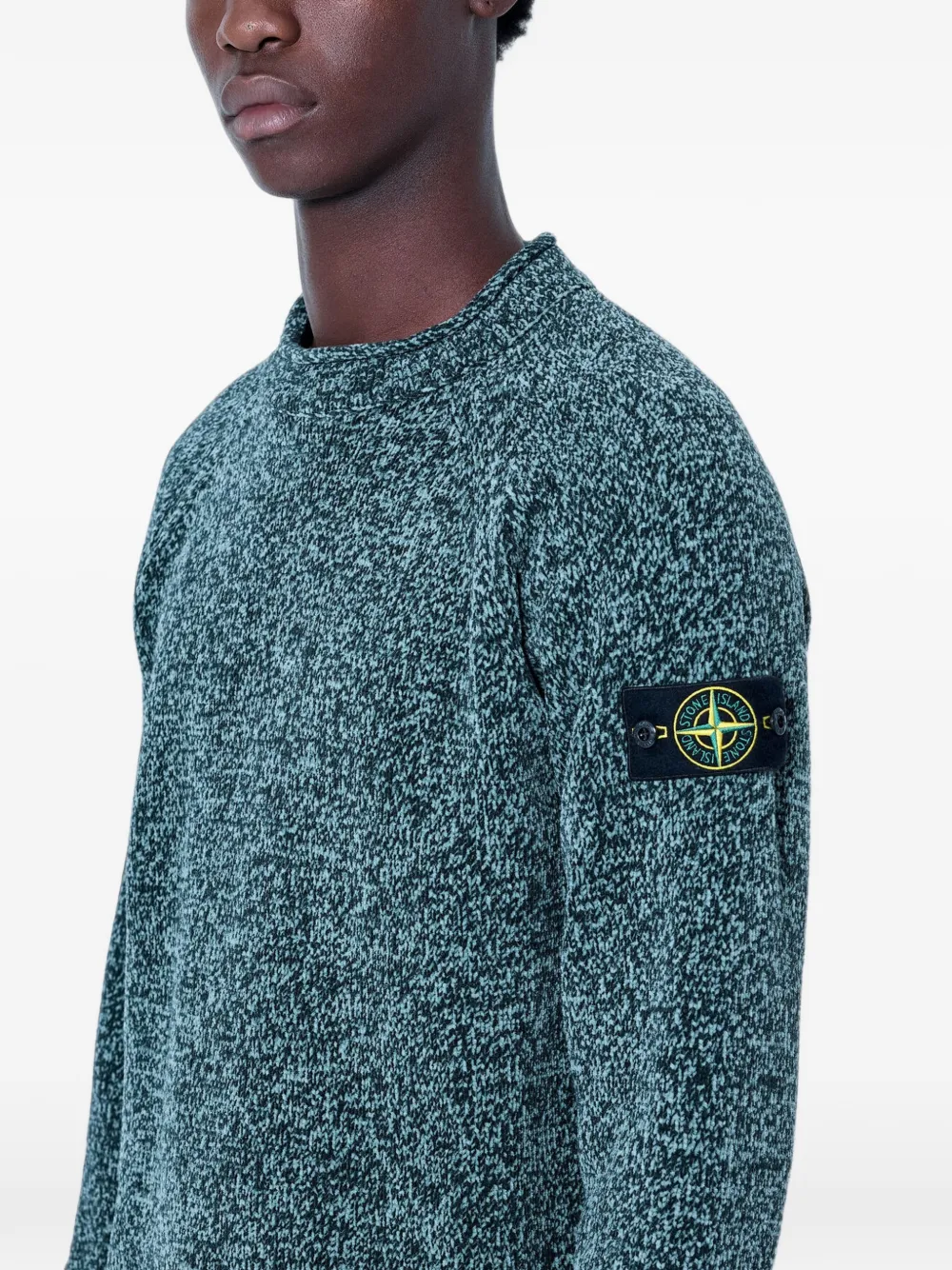 Stone Island Grofgebreide trui met logopatch Groen