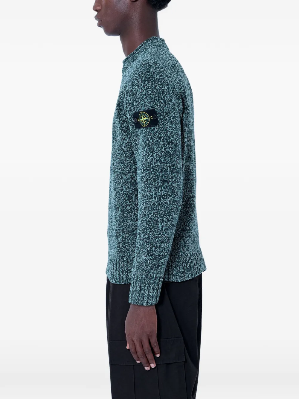 Stone Island Grofgebreide trui met logopatch Groen