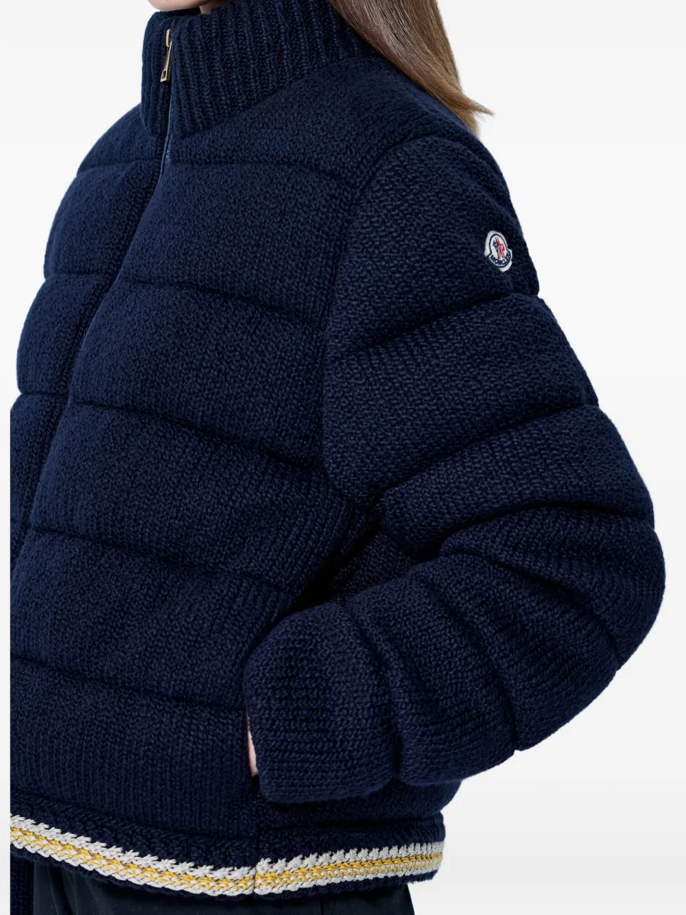 Moncler knitted padded jacket Blauw
