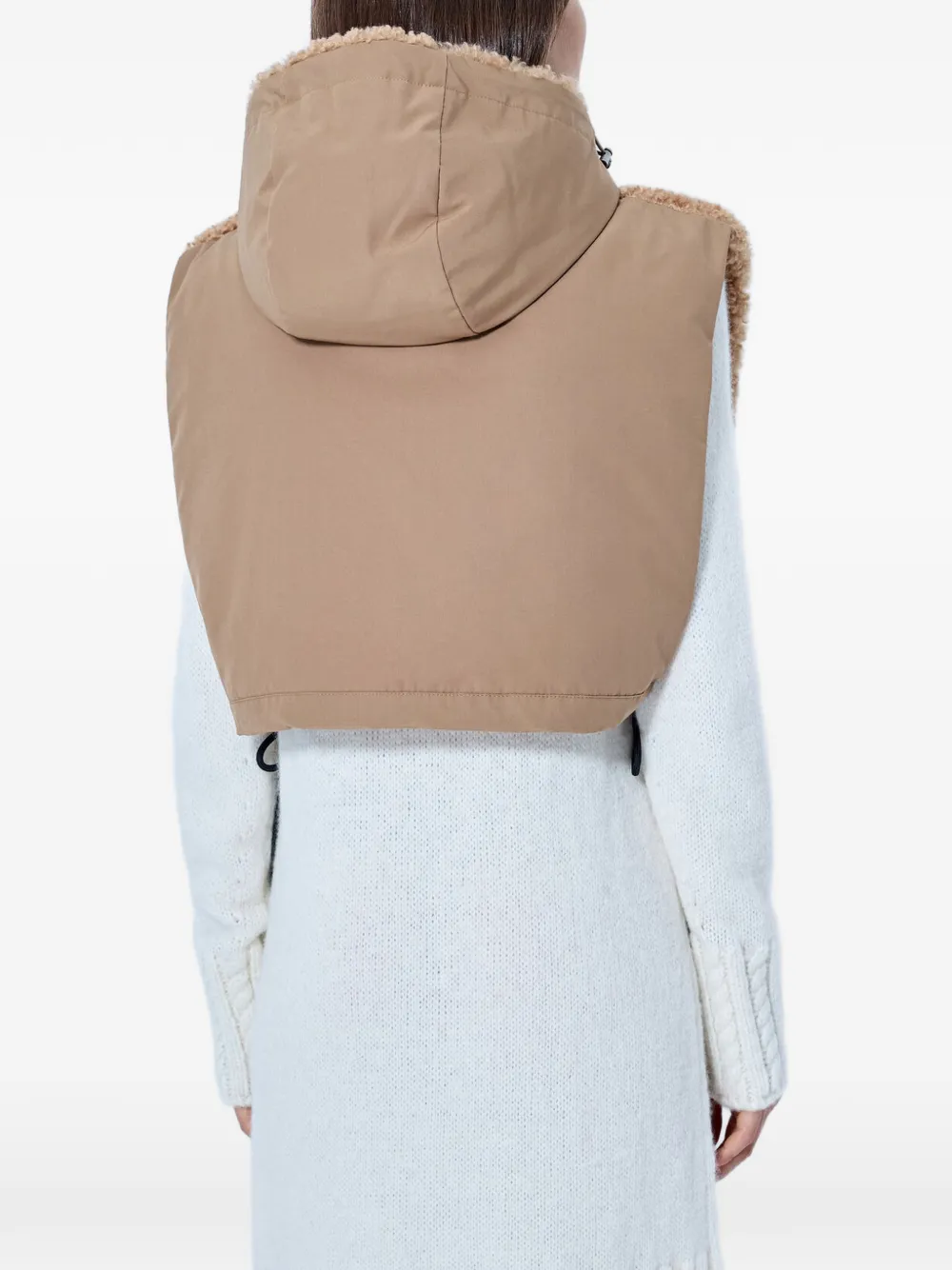 Moncler Jack met sherpa-textuur en capuchon Beige
