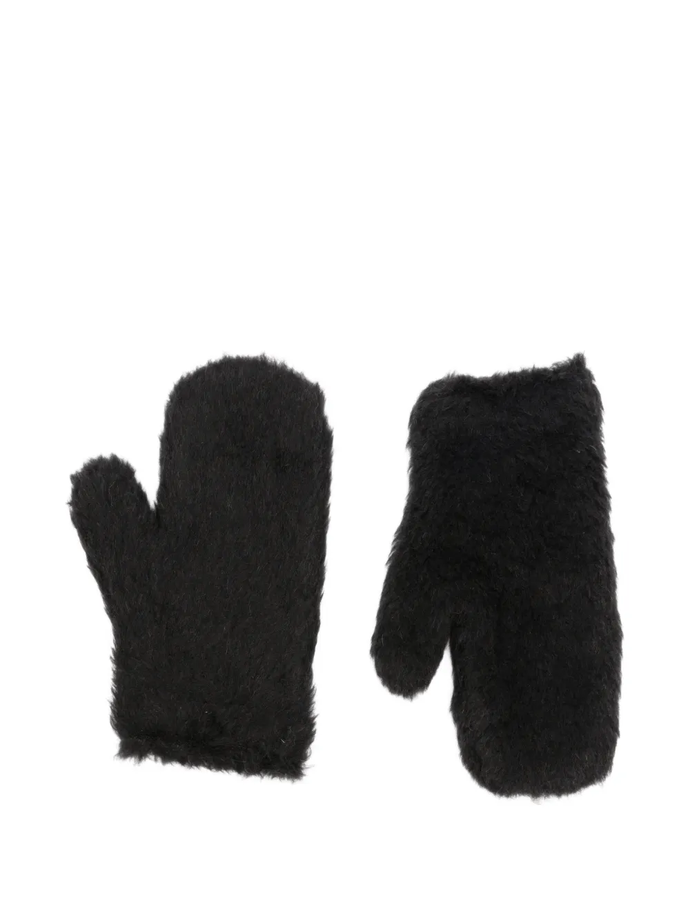 Max Mara alpaca and wool Teddy fabric mittens black Zwart