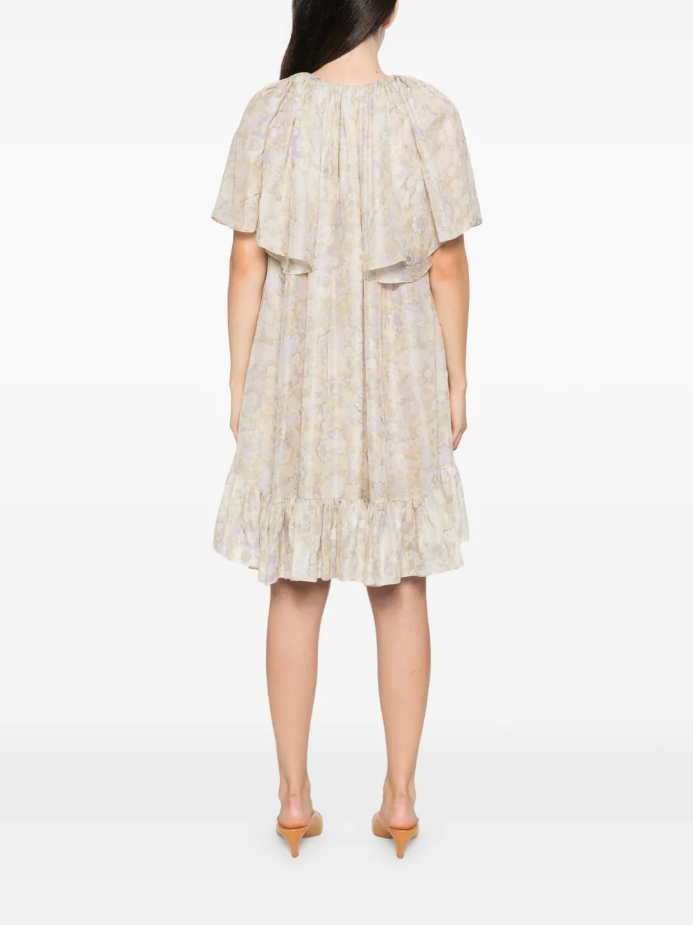 Chloé floral-print pleated mini dress Beige