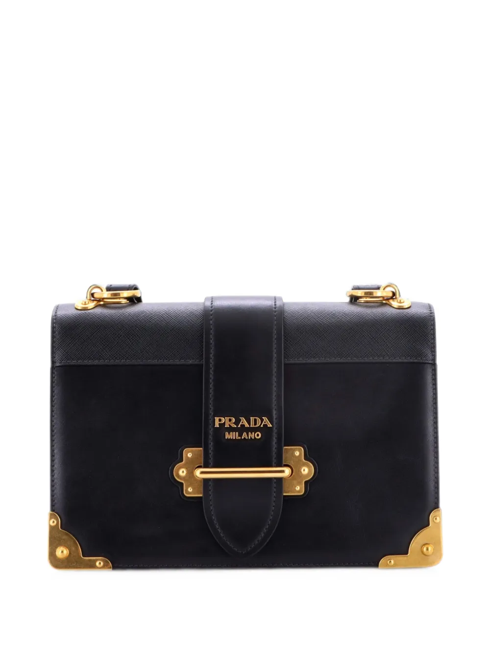 Prada Pre-Owned Cahier Leather and Saffiano Leather Large crossbody bag - Nero