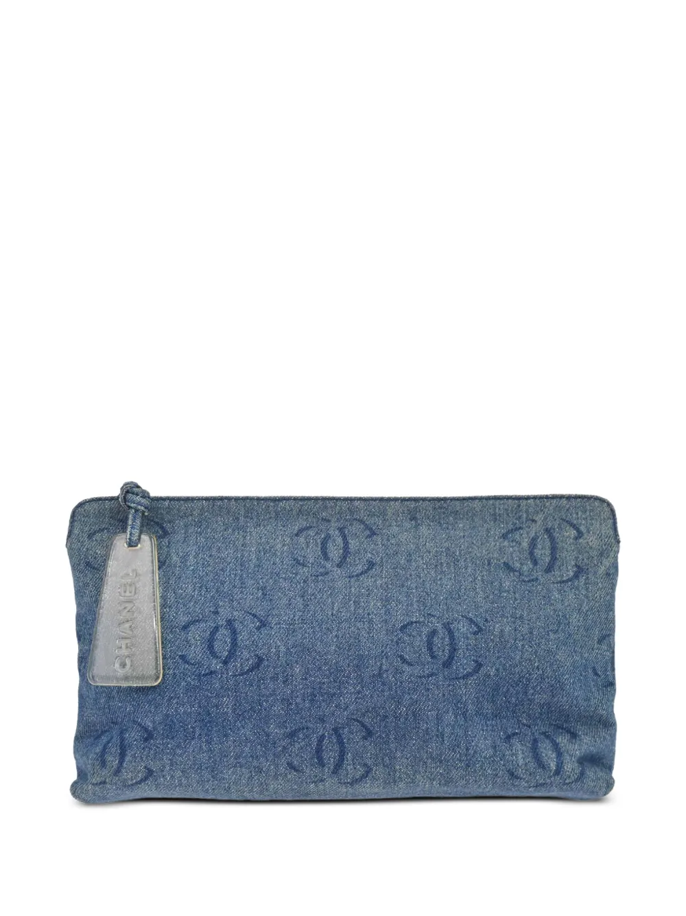 CHANEL Pre-Owned pochette en jean à logo CC (2002) - Bleu