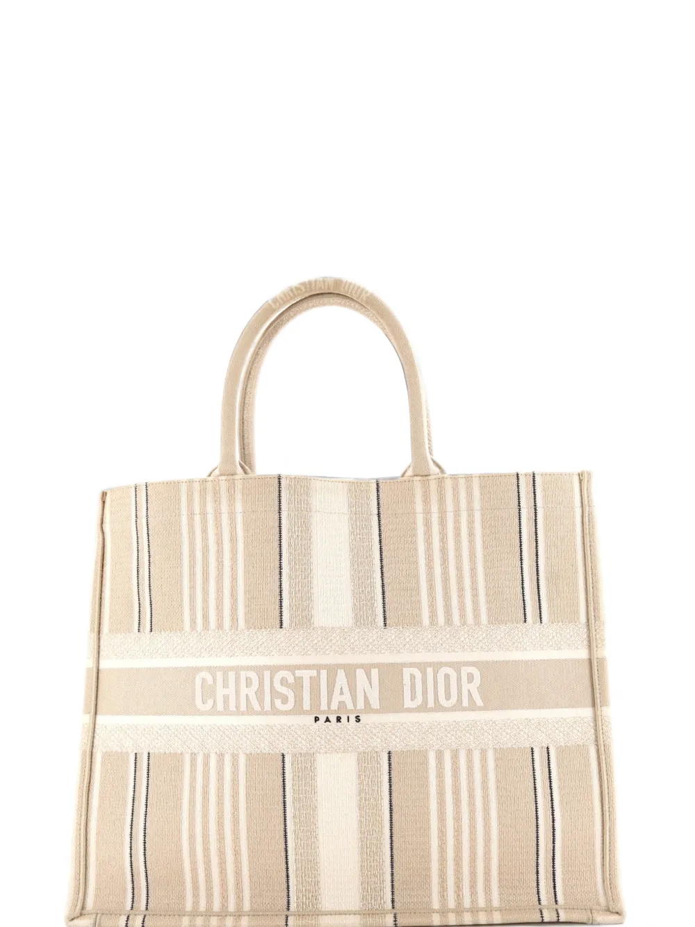 Christian Dior Pre-Owned Gestreifte mittelgroße Book Bayadere Tote Bag aus Canvas - Nude