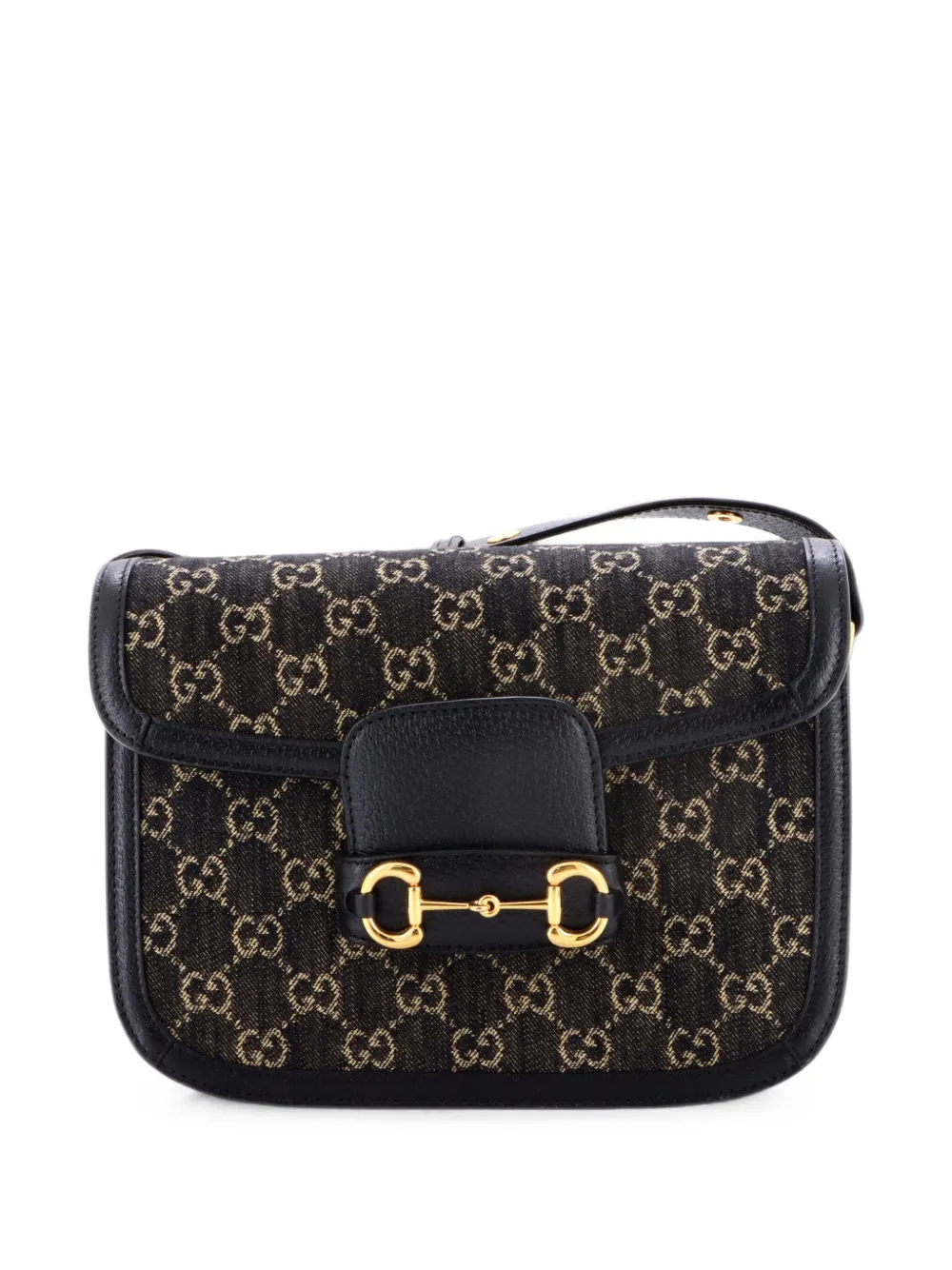 Gucci Pre-Owned Horsebit 1955 GG Denim Small shoulder bag - Nero
