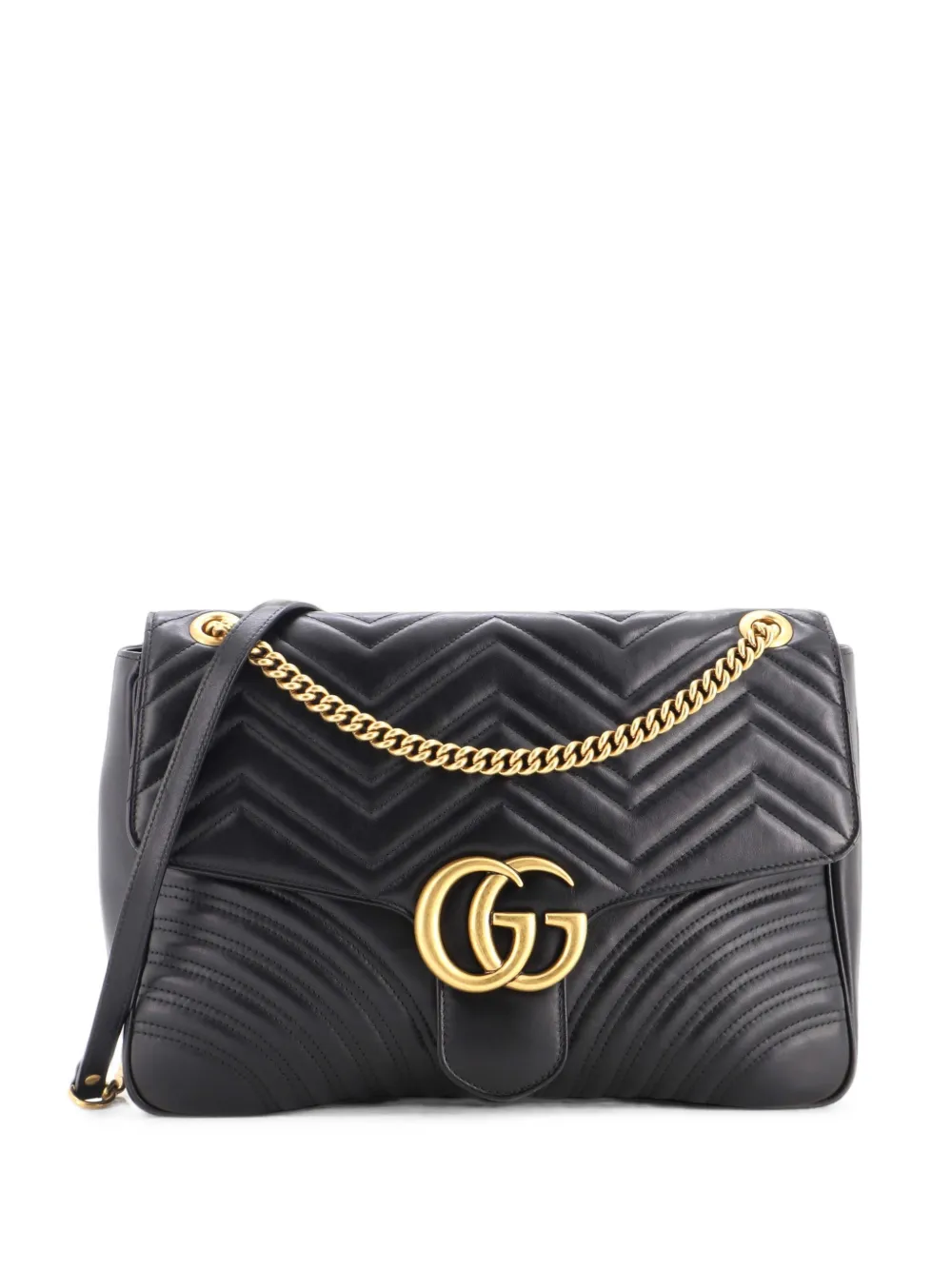 Gucci Pre-Owned GG Marmont Flap Bag Matelasse Leather Large shoulder bag - Nero