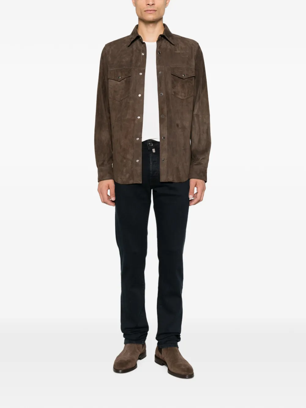 Jacob Cohën Suède shirtjack Bruin