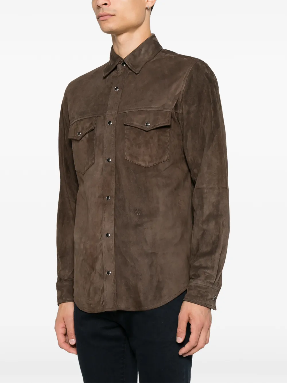 Jacob Cohën Suède shirtjack Bruin