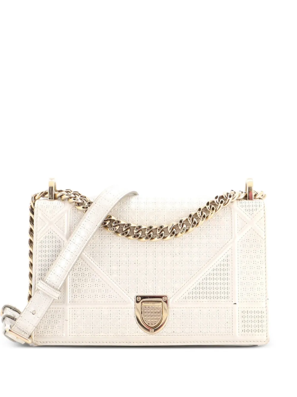 Christian Dior Pre-Owned Diorama Flap Bag Cannage Embossed Calfskin Small shoulder bag - Weiß