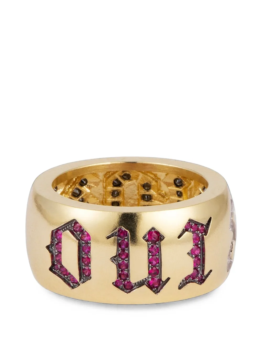 Sylva & Cie Oui Non black diamond and ruby ring - Oro