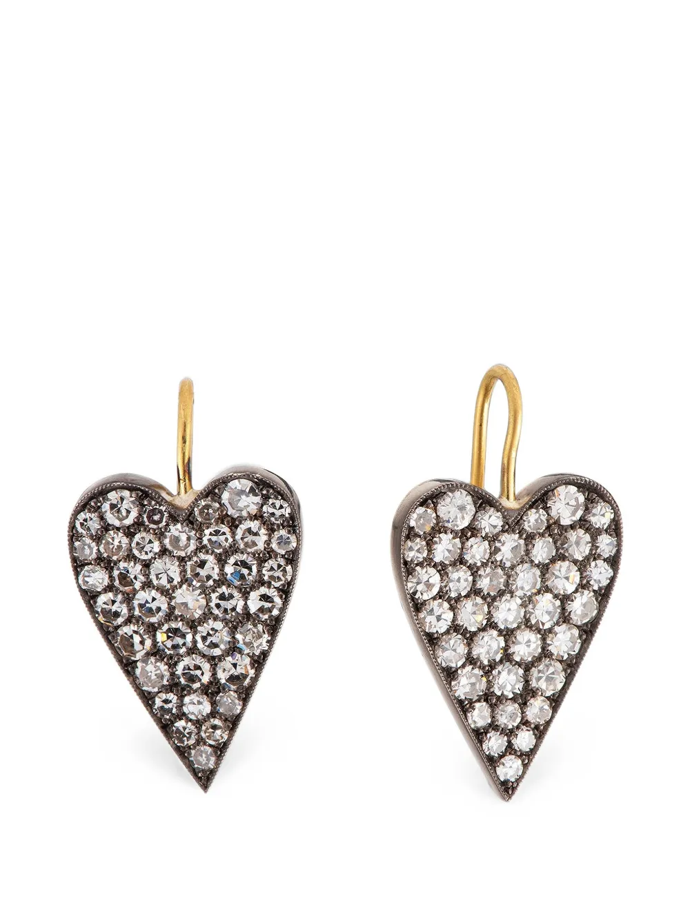 Sylva & Cie Orecchini a cuore con diamanti - Nero