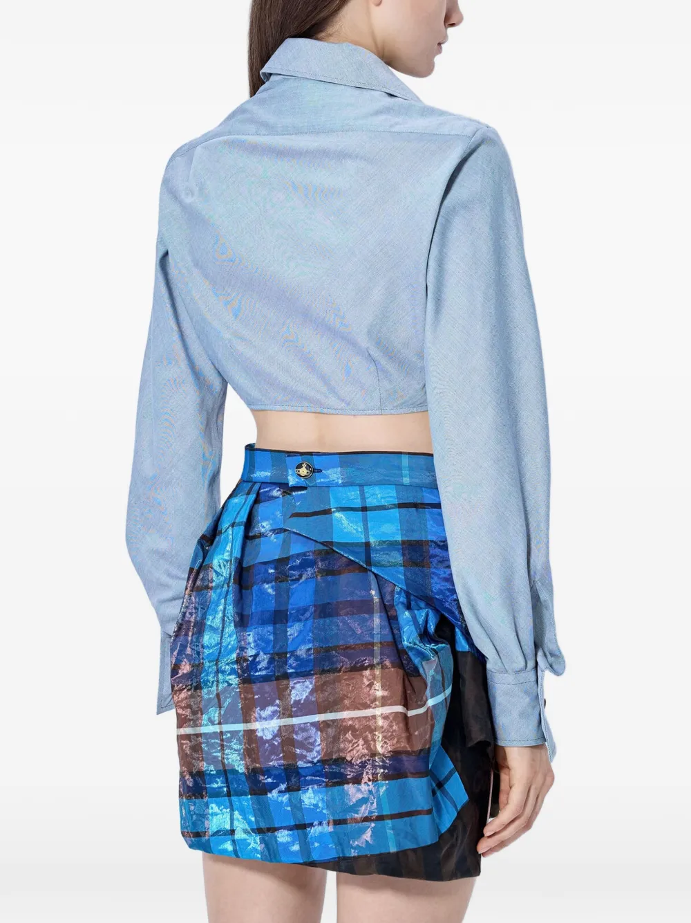 Vivienne Westwood Asymmetrical Cropped Shirt in Blue, view 3